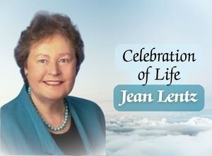 Jean Lentz (pictured). To the right, text reads: “Celebration of Life : Jean Lentz”.