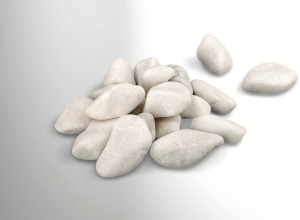 A small pile of rounded white stones